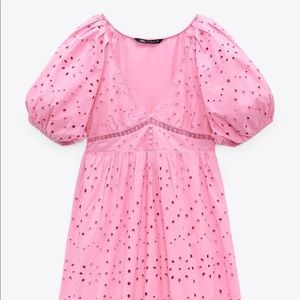 Zara Pink Eyelet Midi Dress